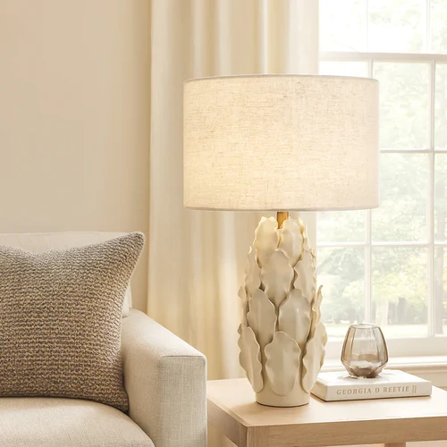 Layered Leaf Ceramic Table Lamp