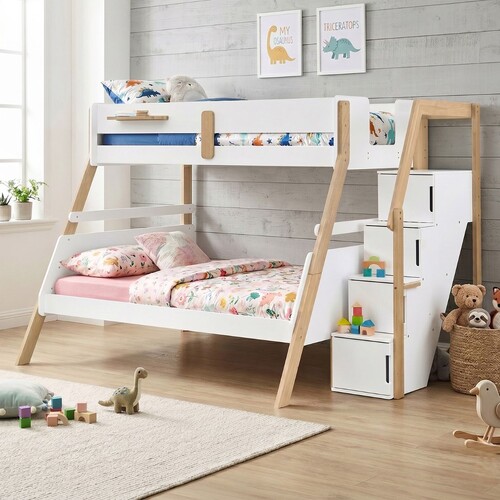 Bergen Single Over Double Bunk Bed with Storage Staircase