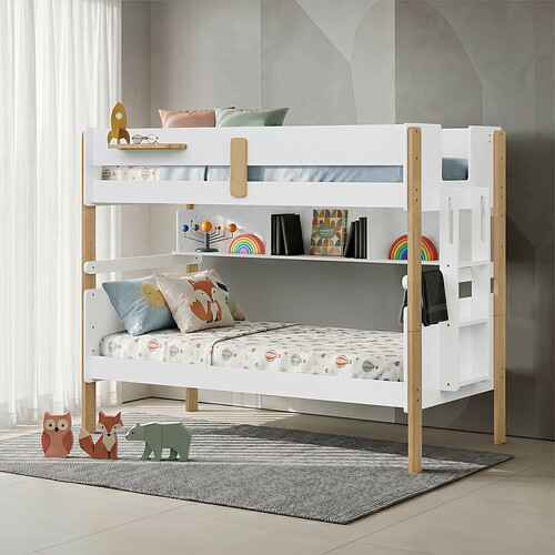 Bergen Single Over Single Bunk Bed with Shelf