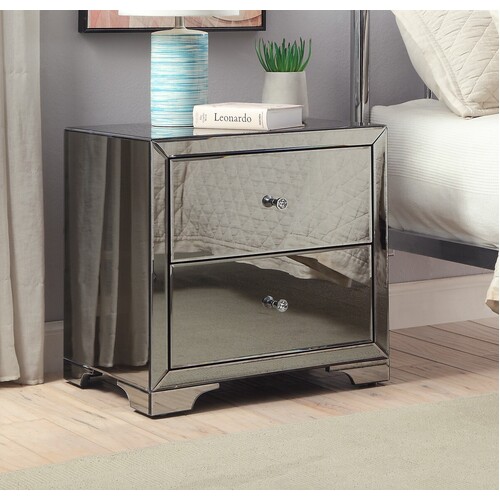 Boulevard Smoke Mirror Bedside Table