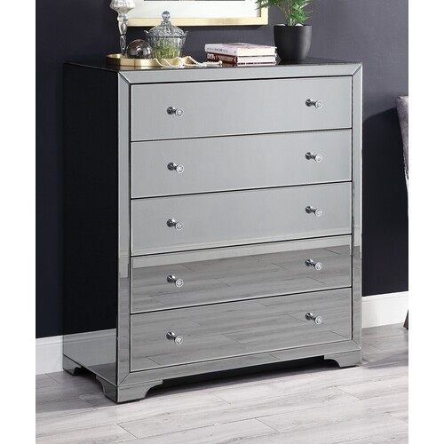 Boulevard Smoke Mirror Tallboy 5 Drawers