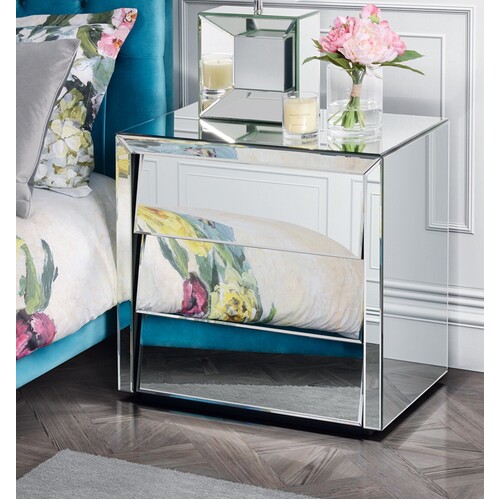 Hollywood Silver Mirror Bedside Table