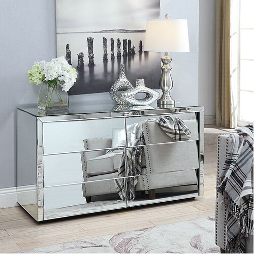 Hollywood Silver Mirror Low Chest