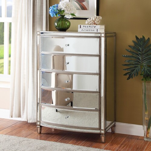 Rochelle Mirror 5 Drawer Tallboy