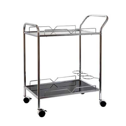 Dean Silver Black Rectangular Bar Cart