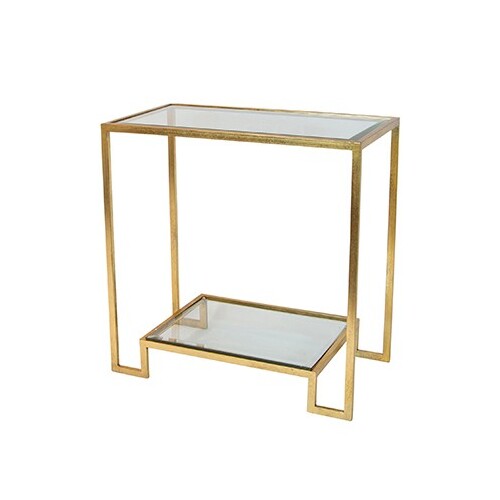 Beesen Gold Iron & Glass Shelf Console