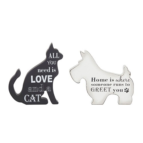 Dog & Cat Sculpture Set of 2