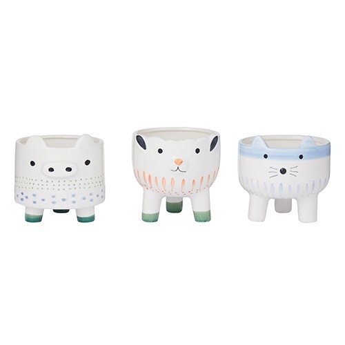 Happy Animal Pots Set of 3